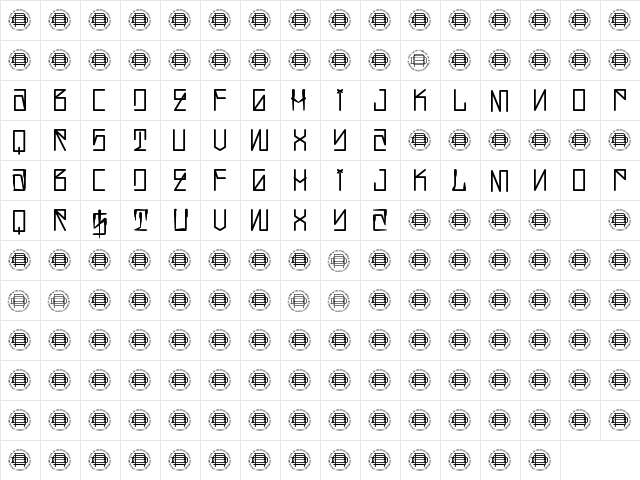 Hustlaz Demo Regular  glyph index