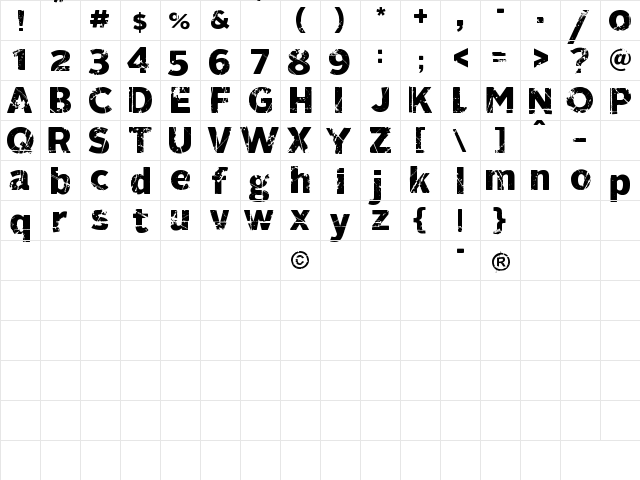 321Perfect Regular  glyph index