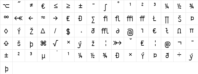 Typestar Regular  glyph index