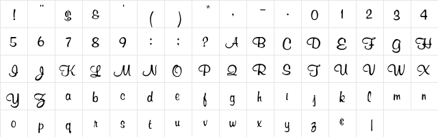 RSRichardMurray Regular  glyph index