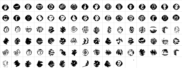 MatisseTraces Regular  glyph index