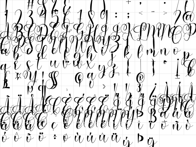 Marlyna Regular  glyph index