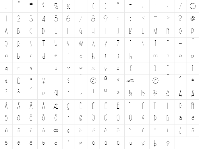 Sadelle Regular  glyph index