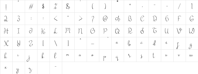 Khatabi Regular  glyph index