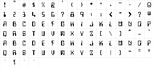 MagChar Normal  glyph index