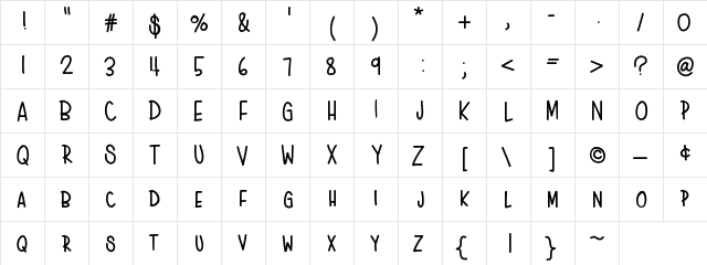 HelloCartoon Medium  glyph index
