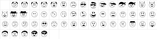 E1.0of Regular  glyph index