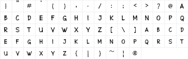 Superstition Sketch-DEMO Regular  glyph index