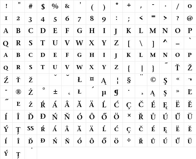 StoneSerSCItcTEESem Regular  glyph index