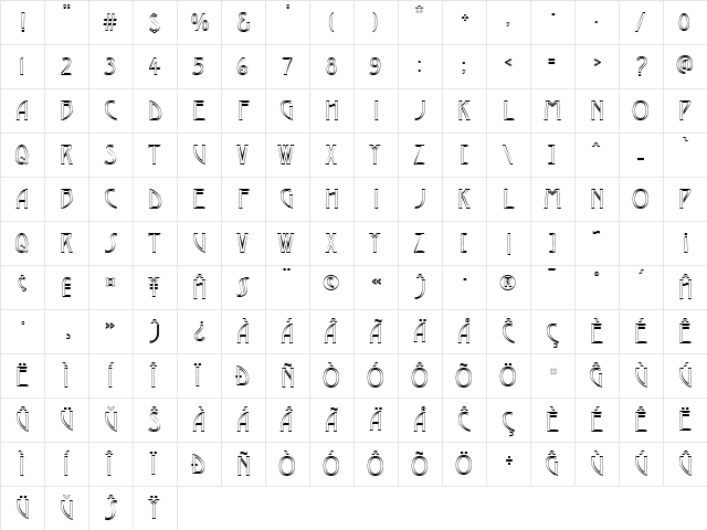 Desdemona Eo Regular  glyph index