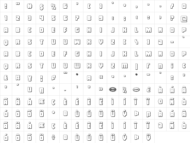 Inspector General 3D Regular  glyph index