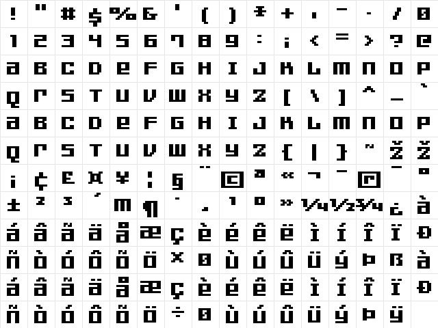 FFF Games Bold Regular  glyph index