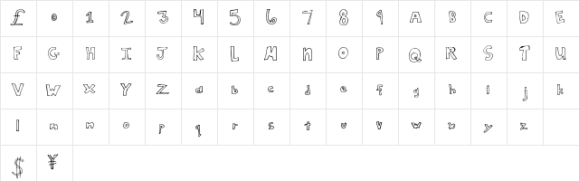 SquareDeal Regular  glyph index