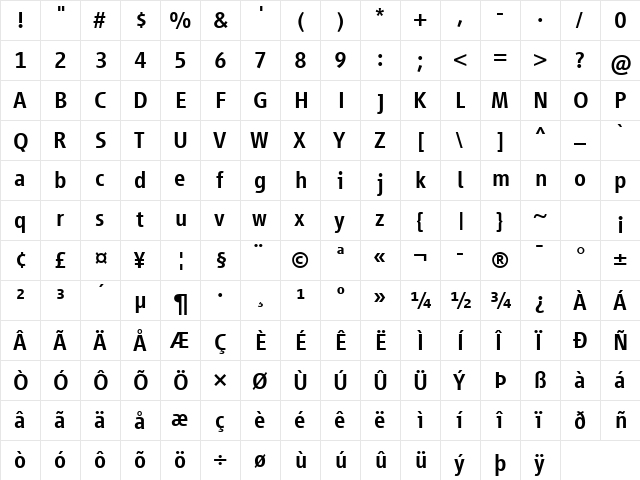 Vialog LT Com Medium  glyph index