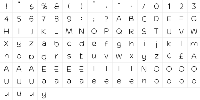 Moulinrouge Regular  glyph index