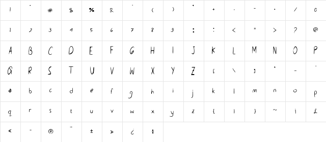 Montiss Regular  glyph index