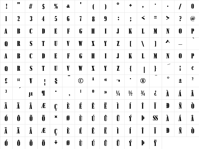 Stencil Compress D Regular  glyph index