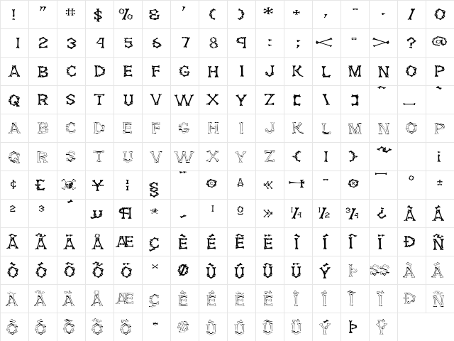 DemBonesExtended Regular  glyph index