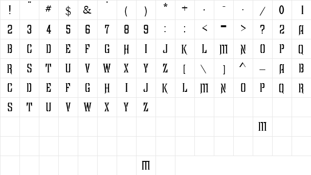 MandataCapsSSK Regular  glyph index