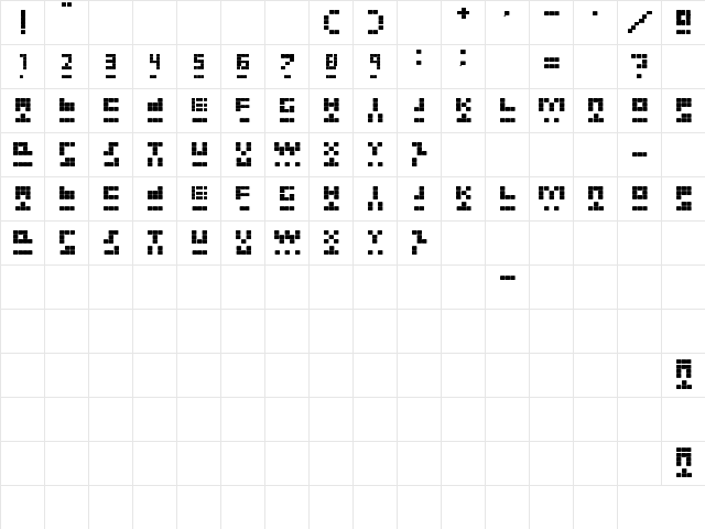NEW TETRIS Regular  glyph index