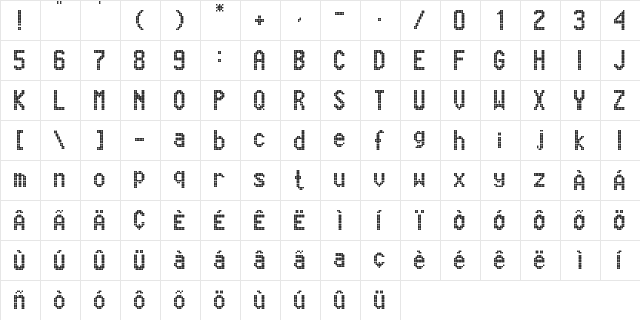 Marcopolo 13x9 Regular  glyph index