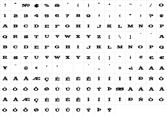 LHF Fancy Full Spurs BOLD Regular  glyph index