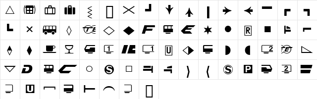 Bundesbahn Pi Regular  glyph index