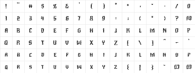 Inhuman BB Regular  glyph index