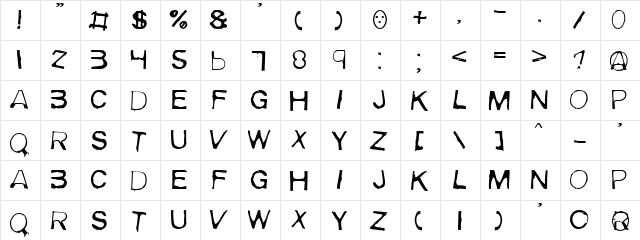 Meiry Regular  glyph index