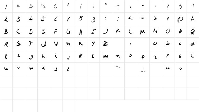 JobBoofKwast Medium  glyph index