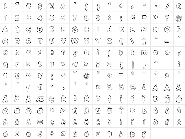 Pabellona (B) D&#57125x Regular  glyph index