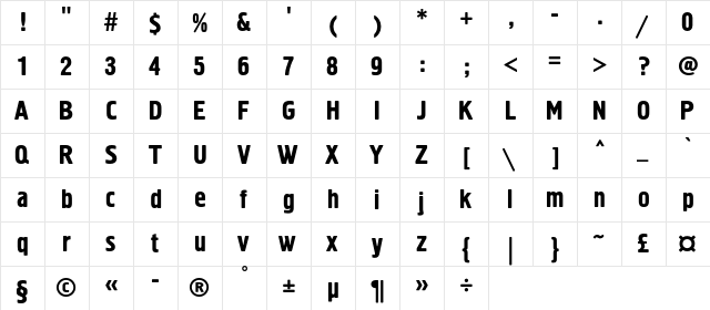 HermesC Regular  glyph index