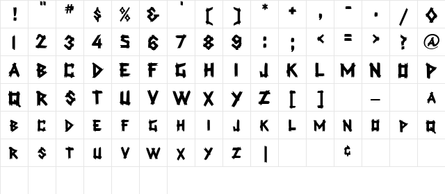 LogCabin Regular  glyph index