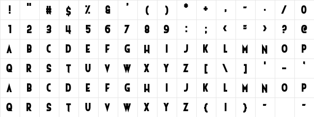 Ineptic Regular  glyph index