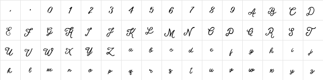 lily of holly DEMO Regular  glyph index