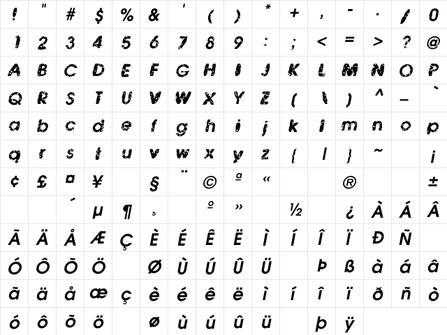 Mouse Bait Regular  glyph index