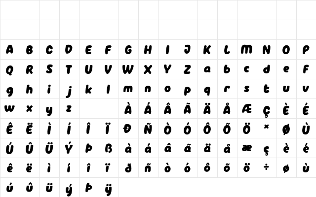 Hola Zozo Regular  glyph index