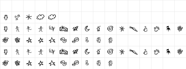Symbolic Regular  glyph index