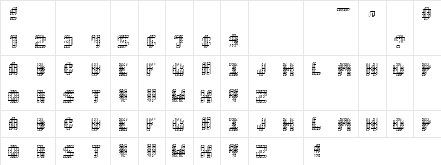 3d Platino Regular  glyph index