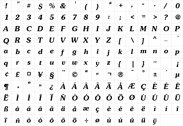 SueVermeer6 DemiItalicSH  glyph index