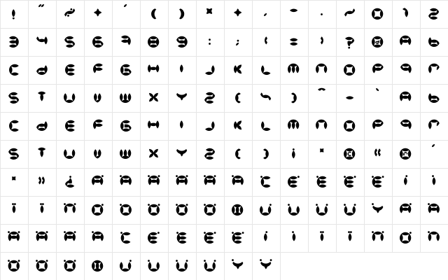 BD Beans Regular  glyph index