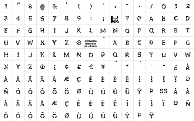 PopstarsFill Regular  glyph index