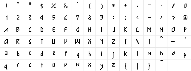 ValmarSSK Regular  glyph index