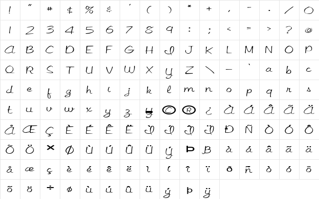 FZ SCRIPT 15 EX Normal  glyph index