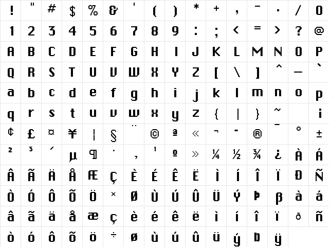 Ambush Normal  glyph index