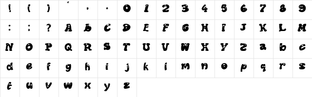 OOH Regular  glyph index