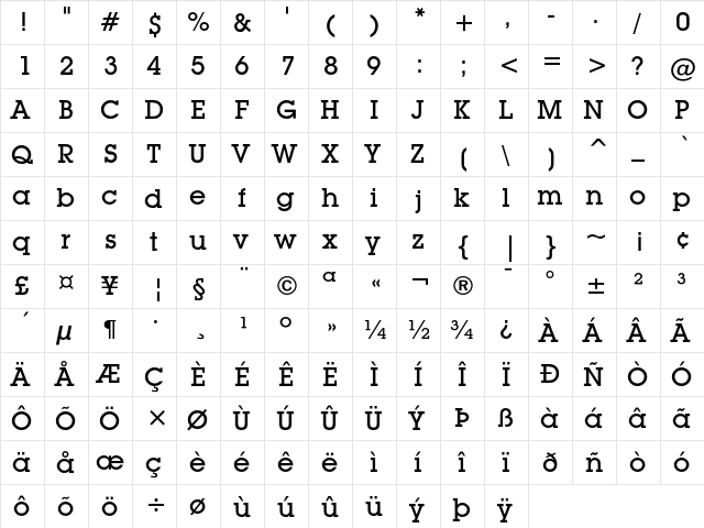 ITC Lubalin Graph Medium  glyph index