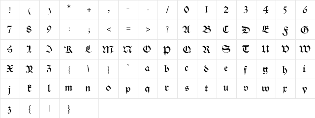HalbrookeSSK Bold  glyph index