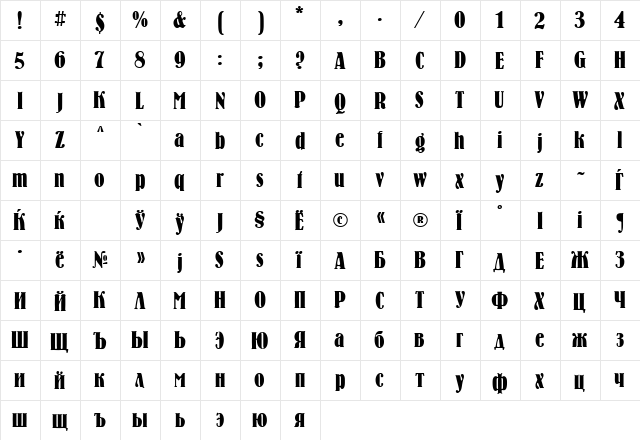 ft Normal  glyph index
