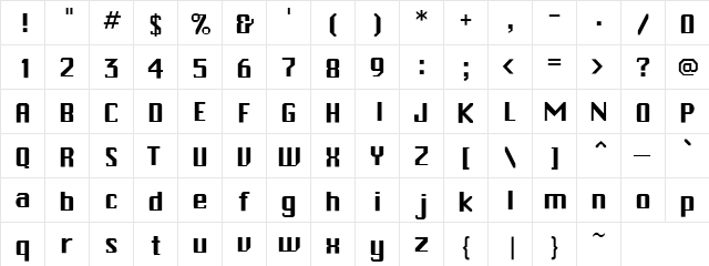 Hickton Regular  glyph index
